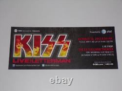 KISS Full Ticket Stub David Letterman TV Concert 2012 Tour New York Vintage Kiss