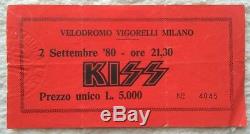 KISS Ticket Stub Memorabilia Original Ticket Concert Milano 1980 Monster Rare