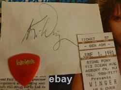 Kip Winger Signed Paper 1991 Concert Ticket Stub Paul Taylor Guitar Pick Photos