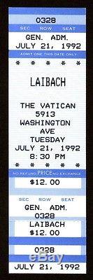 LAIBACH Unused Concert Ticket Stub 7-21-1992 Influenced Rammstein Texas