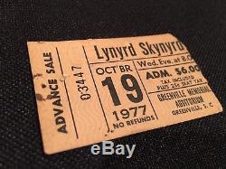 LAST SHOW LYNYRD SKYNYRD Concert Ticket Stub 10-19-77 GREENVILLE SOUTH CAROLINA