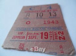 LED ZEPPELIN 1970 Original CONCERT TICKET STUB Madison Square Garden EX+
