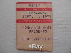 LED ZEPPELIN 1971 Original CONCERT Ticket Stub MIAMI