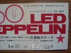 LED ZEPPELIN 1972 JAPAN TOUR Concert Ticket Stub @ BUDOKAN Tokyo
