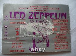 LED ZEPPELIN 1977 Original CONCERT TICKET STUB RIOT SHOW Tampa, FL EX