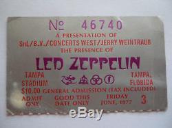 LED ZEPPELIN 1977 Original CONCERT TICKET STUB Tampa, FL