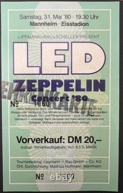 LED ZEPPELIN 1980 Europe Tour Concert Ticket Stub Mannheim Germany 5/31/80
