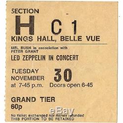 LED ZEPPELIN Concert Ticket Stub MANCHESTER 11/30/71 KING'S HALL BLACK DOG Rare