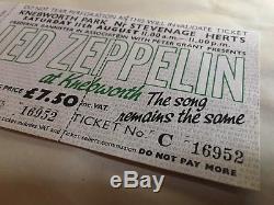 LED ZEPPELIN Concert Ticket Stub UNUSED August 11, 1979 KNEBWORTH ENGLAND UK