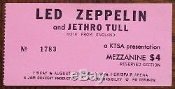 LED ZEPPELIN-Jethro Tull-1969 RARE Concert Ticket Stub (San Antonio-Hemisfair)