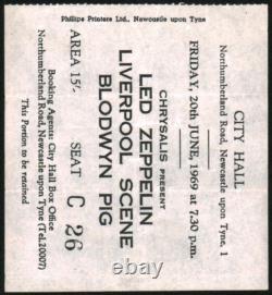LED ZEPPELIN-John Bonham-1969 RARE Concert Ticket Stub (Newcastle-City Hall)