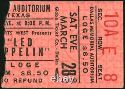 LED ZEPPELIN-John Bonham-1970 Concert Ticket Stub (Dallas Memorial Auditorium)