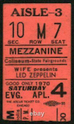 LED ZEPPELIN-John Bonham-1970 Concert Ticket Stub-Indianapolis State Fairgrounds