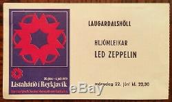 LED ZEPPELIN-John Bonham-1970 RARE Concert Ticket Stub (Reykjavik, Iceland)