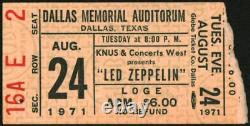 LED ZEPPELIN-John Bonham-1971 Concert Ticket Stub (Dallas Memorial Auditorium)