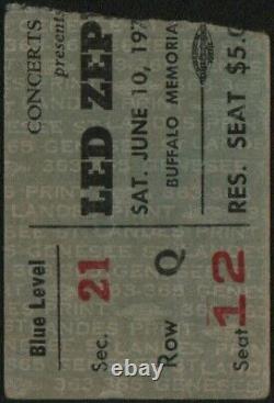 LED ZEPPELIN-John Bonham-1972 Concert Ticket Stub (Buffalo-Memorial Auditorium)
