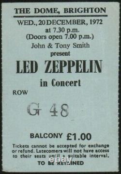 LED ZEPPELIN-John Bonham-1972 RARE Concert Ticket Stub (Brighton-The Dome)