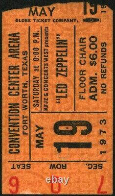 LED ZEPPELIN-John Bonham-1973 RARE Concert Ticket Stub (Fort Worth-Convention)