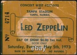 LED ZEPPELIN-John Bonham-1973 RARE Concert Ticket Stub (Tampa Stadium)