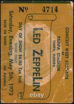 LED ZEPPELIN-John Bonham-1973 RARE Concert Ticket Stub (Tampa Stadium)