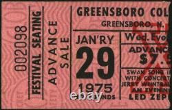 LED ZEPPELIN-John Bonham-1975 RARE Concert Ticket Stub (Greensboro Coliseum)