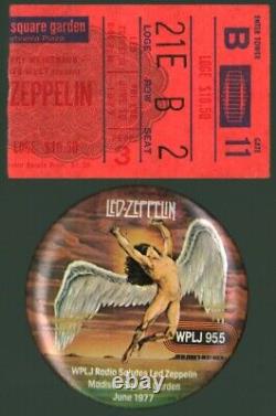 LED ZEPPELIN-John Bonham-1977 Concert Ticket Stub & Promotional Pin (New York)