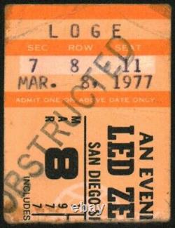 LED ZEPPELIN-John Bonham-1977 RARE Concert Ticket Stub (San Diego-Sports Arena)