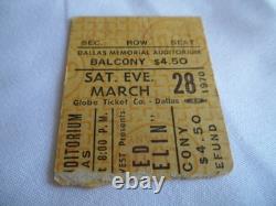 LED ZEPPELIN Original 1970 CONCERT TICKET STUB Dallas Memorial Auditorium