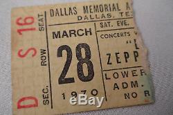 LED ZEPPELIN Original 1970 CONCERT Ticket STUB Dallas, TX