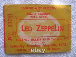 LED ZEPPELIN Original 1973 CONCERT TICKET STUB LARGEST AUDIENCE RECORD