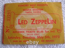 LED ZEPPELIN Original 1973 CONCERT TICKET STUB LARGEST AUDIENCE RECORD