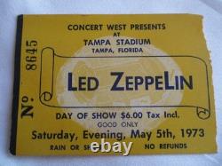 LED ZEPPELIN Original 1973 CONCERT TICKET STUB Largest Audience Record! EX