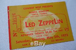 LED ZEPPELIN Original 1973 CONCERT Ticket STUB Record Breaking SOLD OUT Show