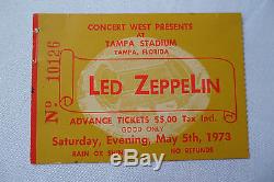LED ZEPPELIN Original 1973 CONCERT Ticket STUB Record Breaking SOLD OUT Show
