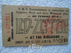 LED ZEPPELIN Original 1977 CONCERT TICKET STUB Seattle EX