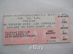 LED ZEPPELIN Original 1977 NM CONCERT TICKET STUB Chicago Stadium