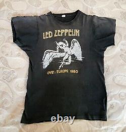 LED ZEPPELIN Over Europe 1980 Rare Vintage Concert Tour T-shirt with TICKET Stub