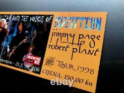 LED ZEPPELIN PLANT / PAGE Concert Ticket Stub February 21, 1998 ZAGREB CROATIA