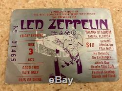 LED ZEPPELIN Tampa Stadium Riot Concert Original 1977 Ticket Stub Excellent