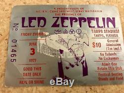 LED ZEPPELIN Tampa Stadium Riot Concert Original 1977 Ticket Stub Excellent