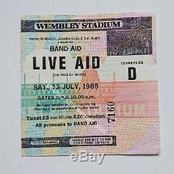 LIVE AID 1985 Concert Original Ticket Stub Wembley Stadium Queen U2 Bowie Wham