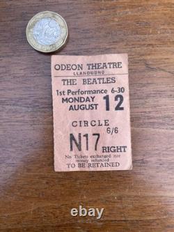 LLandudno The Beatles Concert Ticket Stub Mon Aug 12 1963 VGC Wales Welsh
