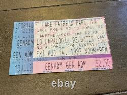 LOLLAPALOOZA 92 CONCERT TICKET STUB vtg 90s Lake Fairfax VA- Aug 14, 1992- F/S