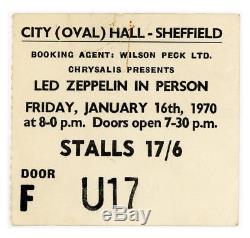 Led Zeppelin 1970 Sheffield Concert Ticket Stub (UK)