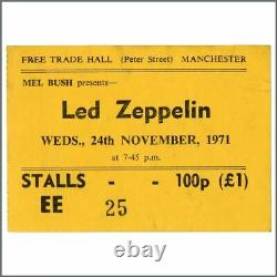 Led Zeppelin 1971 Free Trade Hall Manchester Concert Ticket Stub (UK)