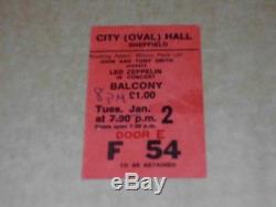 Led Zeppelin 1973 City (Oval) Hall, Sheffield Concert Ticket stub