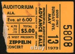 Led Zeppelin-1973 Concert Ticket Stub & Newspaper Clippings (Mobile, Alabama)
