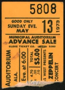 Led Zeppelin-1973 Concert Ticket Stub & Newspaper Clippings (Mobile, Alabama)