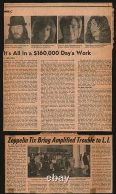 Led Zeppelin-1975 RARE Concert Ticket Stub & Newspaper Clippings (New York-MSG)