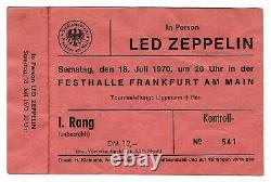 Led Zeppelin 7/18/70 Frankfurt Germany BIG Mega Rare Concert Ticket Stub! German